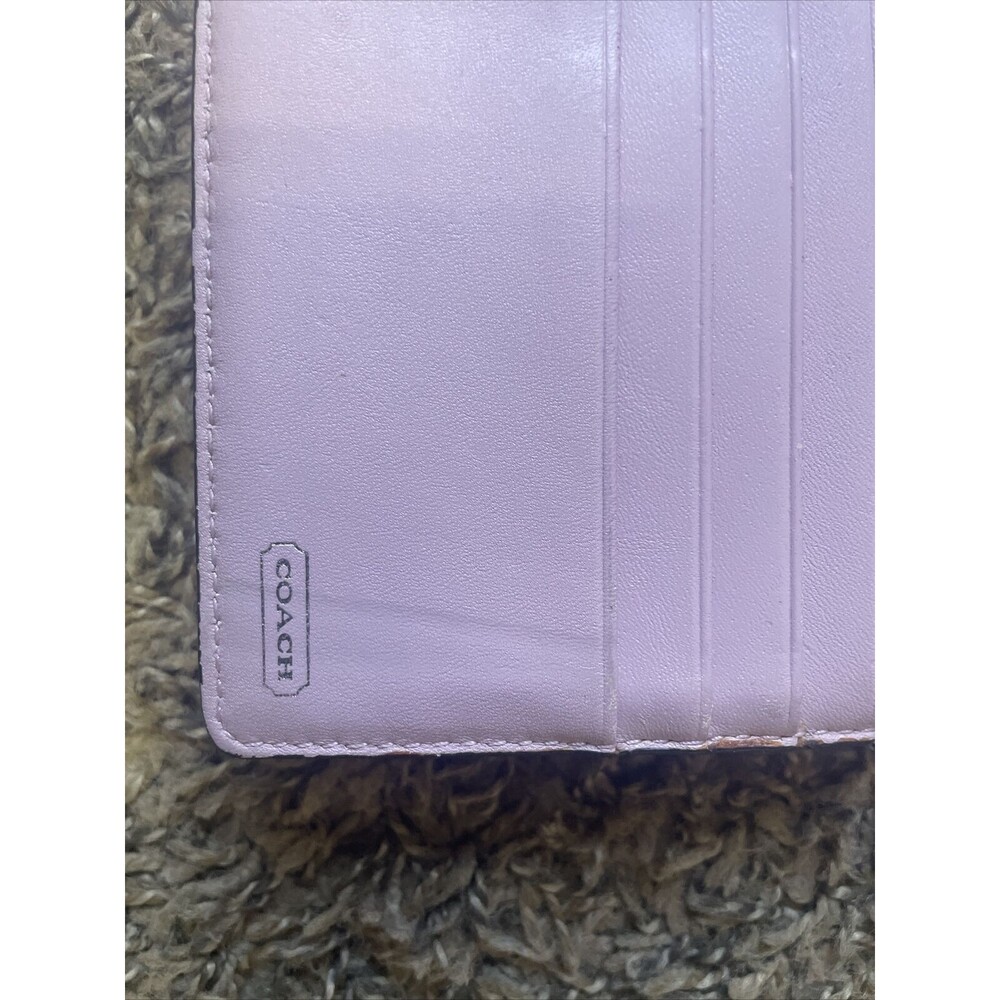 Coach Snap Closure Signature Slim Envelope Wallet Fabric Leather Trim 8x4” (B) - Picture 5 of 9